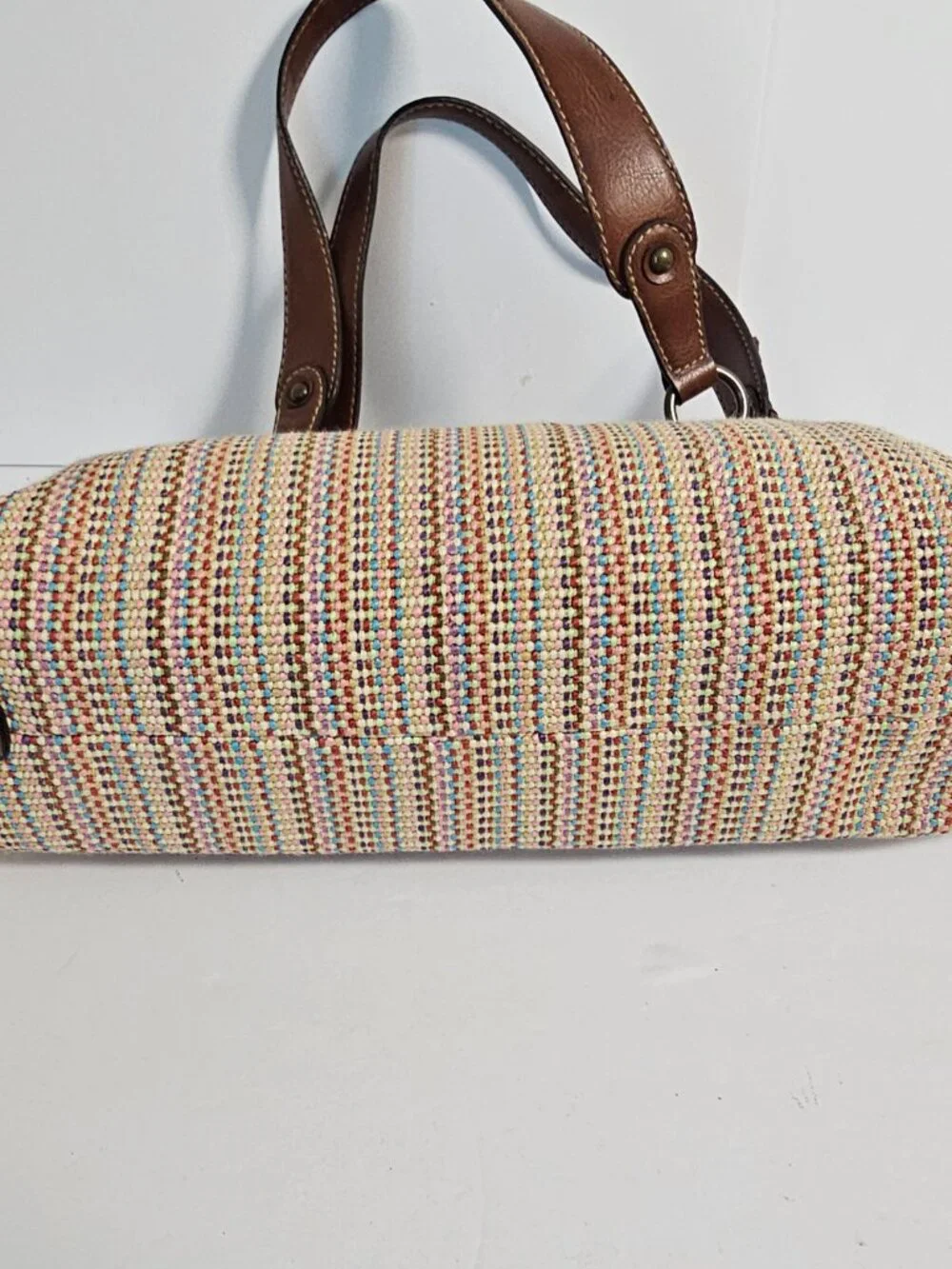 Vintage Fossil Bag Satchel Woven Leather Y2K 78033